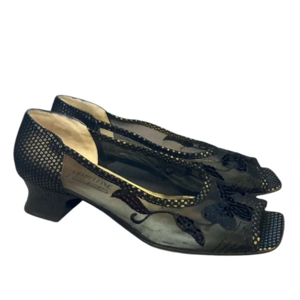 Madeleine Moda Giovane Mesh Block Heels Peep Toe Size 9